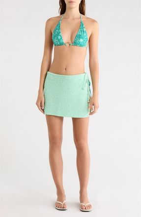 Kulani Kinis Sequin Side Tie Cotton Blend Cover-Up Sarong in Sea Glimmer at Nordstrom, Size X-Large