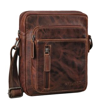 STILORD Dain Small Leather Messenger Bag for Men - Vintage Crossbody Shoulder Satchel - Genuine Soft Leather Side Bag, Colour:luino - brown