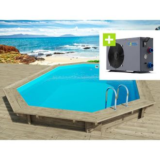 Habitat et Jardin Piscina De Madera florida 145 - 6,57 X 4,57 X 1,44 M + Bomba De Calor - Potencia 6,1 Kw