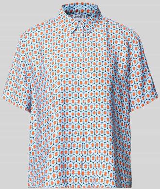 Jake*s Casual Regular Fit Bluse aus Viskose-Mix mit 1/2-Arm in Hellblau, Gr&ouml;&szlig;e 34