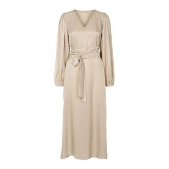 Rue de Femme RUE de FEMME, Midi Dresses, female, Beige, XS, Elegant Sand Dress with V-Neck