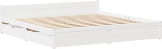 vidaXL Vidaxl - Bed Frame without Mattress White 135x190 cm Double Solid Wood Pine