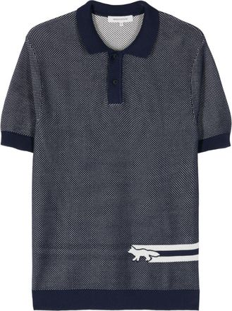 Maison Kitsuné Fox-motif cotton polo shirt - men - Cotton - L - Blue