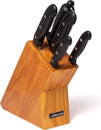 Arcos Taco Con 4 Cuchillos De Cocina De Cocina Y Chaira Arcos Maitre 152000, Mango De Polipropileno, Hoja De Acero Inox Nitrum