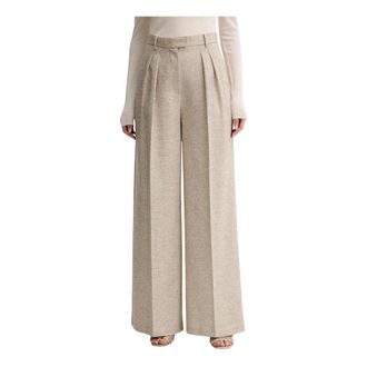 Simona Corsellini Dames, Broeken, Beige, Maat: XL Leer
