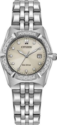 Citizen Corso Diamond Eco-Drive Bracelet Strap Watch, 28mm in Silver at Nordstrom Rack