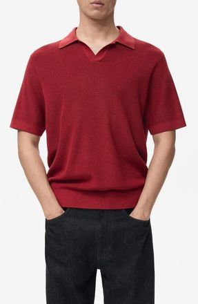 Mango Structured Knit Polo at Nordstrom, Size Medium