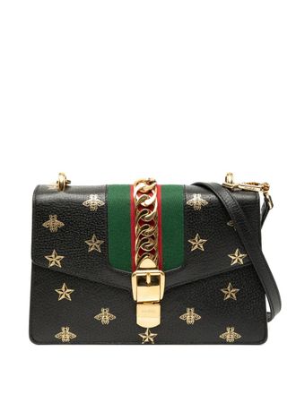 Gucci 2016-2025 Small Leather Bee Star Sylvie satchel - Black