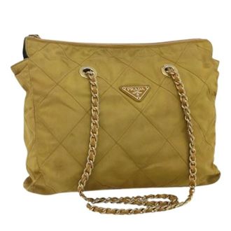 Prada Pre-owned Shoulder Bags, female, Beige, Size: ONE SIZE Pre-owned Vintage Nylon Shoulder Bag