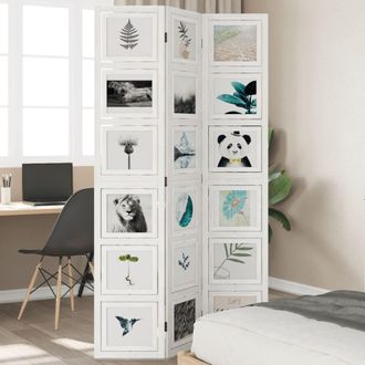 Berkfield Home Room Divider 3 Panels White Solid Wood Paulownia
