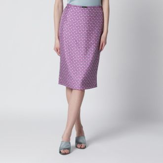 Gucci Gonna a tubino rosa con stampa morsetti