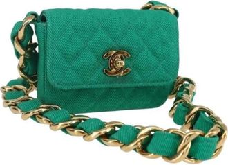 Chanel Pre-owned Canvas Mini Bag - Dames - Vintage Mini Tas - Groen - ONE Size - Vintage