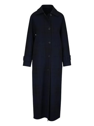 Akris Estelle reversible checked buttoned coat - Blue