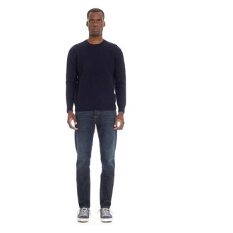 Drumohr Round-neck Knitwear, male, Blue, Size: L Round-neck Sweater