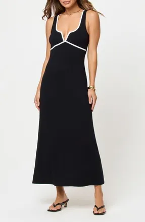 L*Space Sayge Maxi Cover-Up Dress in Black/cream at Nordstrom, Size X-Large