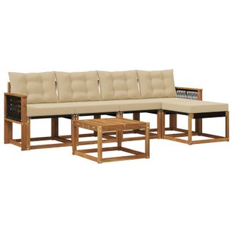 vidaXL Conjunto De Sof&aacute;s De Exterior Con Coj&iacute;n 6 Pcs Natural Y Beige Vidaxl