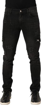 Dolce & Gabbana Black Distressed Cargo Cotton Men Denim Jeans Clothing