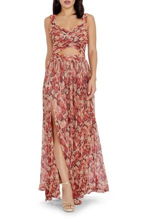 Dress The Population Mirabella Cutout Evening Gown in Rouge Multi at Nordstrom, Size Xx-Large