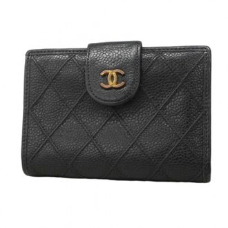 Chanel Black Grained Calfskin Wallet (Bi-Fold) (Pre-Owned)