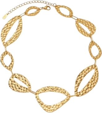 Dansk Copenhagen Ragna Waterproof 18K Gold Plated Original Necklace - Hammered Stainless Steel - Dames - Kettingen - Geel - ONE Size - Accessoires