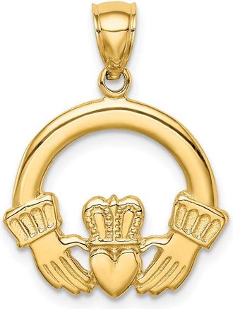 Diamond2Deal 14k Yellow Gold Claddagh Pendant