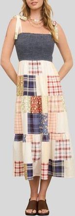 Blu Pepper Denim Bodice Patchwork Skirt Sundress in Denim Multi at Nordstrom Rack, Size Medium