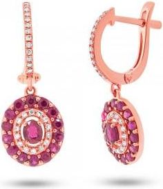 Allurez 0.21ct Diamond & 1.33ct Ruby 14k Rose Gold Earrings