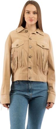 Moschino Cotton Jacket - Dames - Zomerjassen - Beige - S - Katoen - Jassen
