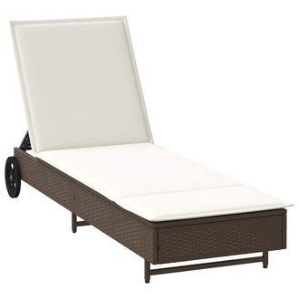 vidaXL Vidaxl - Lettino Prendisole Con Ruote E Cuscino In Polyrattan Marrone