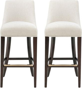 Manhattan Comfort Set Of 2 Beever Chenille Barstools With Rubberwood Legs