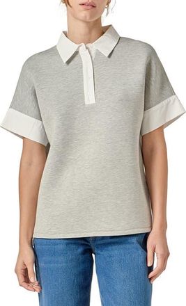 English Factory Mixed Media Polo in Heather Grey/White at Nordstrom, Size X-Small