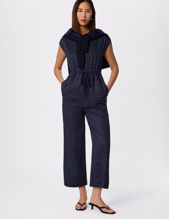 Whistles Grid Print Sleeveless Jumpsuit in Blu/multi at Nordstrom, Size 10