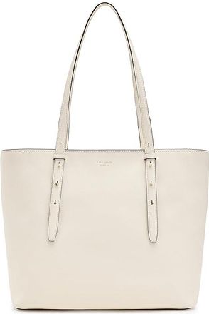 Kate Spade New York Do It All Fine Grain Leather Zip Tote Bag Handbags Cashew Milk, Canvas/Leather
