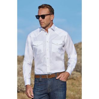 David Donahue Trim Fit Western Dress Shirt in White at Nordstrom, Size 15.5 - 32