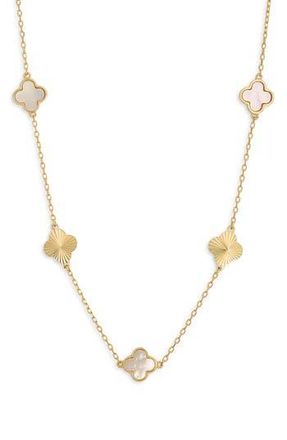 Argento Vivo 18K Gold Plated Sterling Silver Mother-of-Pearl Clover Station Necklace at Nordstrom Rack