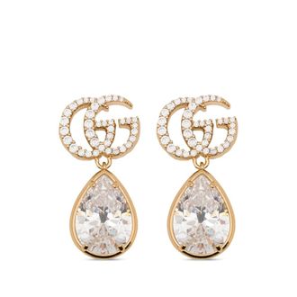 Gucci Double G Crystal-embellished Drop Earrings