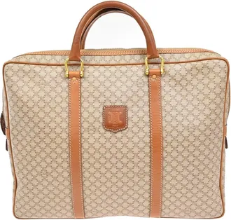 Celine Macadam Briefcase Canvas And Leather Brown Canvas Briefcase Bag (Pre-Owned)