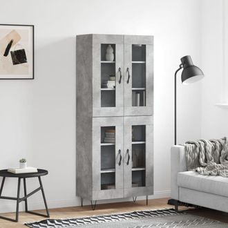 vidaXL Aparador Alto Madera Contrachapada Gris Hormig&oacute;n 69,5x34x180 Cm Vidaxl