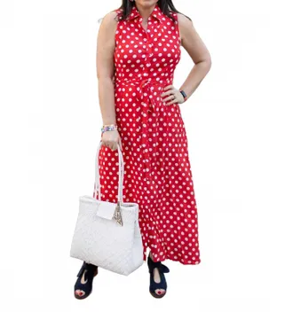 Compa&ntilde;&iacute;afant&aacute;stica Polka Dot Dress In White & Red