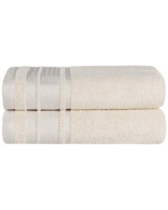 Superior Set Of 2 Zero Twist Cotton Dobby Border Plush Soft Absorbent Bath Sheets