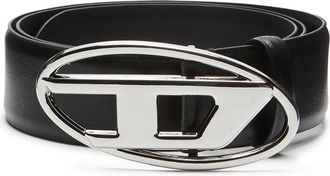 Diesel 4cm Leather belt with Oval D buckle - Belts - Man - Black