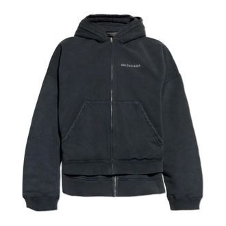 Balenciaga Zip-throughs, male, Black, Size: S Layered Zip-Up Hoodie