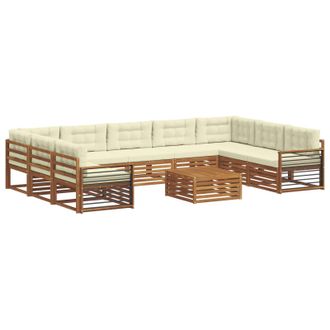 vidaXL Conjunto De Sof&aacute;s De Exterior 10 Uds. Natural Y Crema Vidaxl