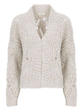 PANICALE open-knit sequined cardigan - Neutrals