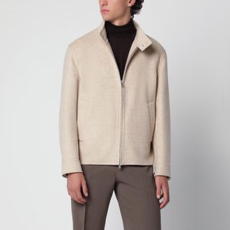 Lardini Giacca con zip beige in lana e cashmere