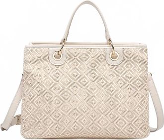 Jen & Co. Womens Nancy Woven Diamond Tote Bag In Off White