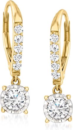 Ross-Simons Diamond Drop Earrings in 14kt Yellow Gold