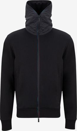 Moncler Sweatjacke mit Nylonkapuze und reflektierenden Paspeln