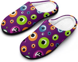 Generic Cartoon Eyeballs Bubbles Slippers Men Winter Warm Cotton Anti-Slip Indoor Slip-Ons House Shoes