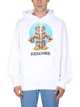 Moschino White Graphic Logo Hoodie
